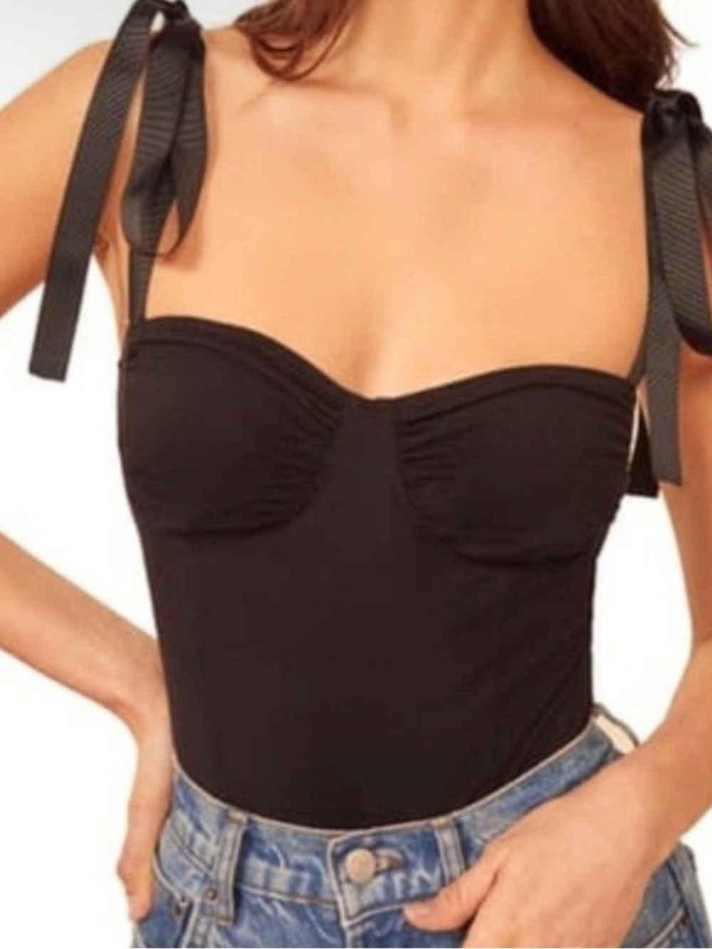 Reformation Small size Marsala Tie Strap Bodysuit Sweetheart Ruched Bustier